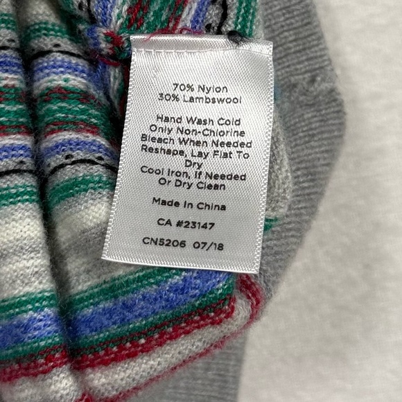 Talbots striped cardigan wool sweater medium petite fair isle Christmas primary - Picture 7 of 9